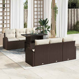 vidaXL Tuinbank Set met kussen 7 pcs Zwart Poly rattan