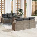 vidaXL Tuinbank Set met kussen 7 pcs Zwart Poly rattan