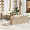 vidaXL Tuinbank Set met kussen 7 pcs Zwart Poly rattan