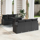vidaXL Tuinbank Set met kussen 7 pcs Zwart Poly rattan