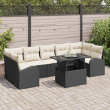 vidaXL Tuinbank Set met kussen 8 pcs Zwart Poly rattan