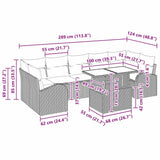 vidaXL Tuinbank Set met kussen 8 pcs Zwart Poly rattan