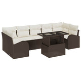 vidaXL Tuinbank Set met kussen 8 pcs Zwart Poly rattan