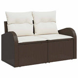 vidaXL Tuinbank Set met kussen 8 pcs Zwart Poly rattan