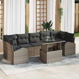 vidaXL Tuinbank Set met kussen 8 pcs Zwart Poly rattan