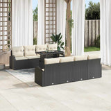 vidaXL Tuinbank Set met kussen 7 pcs Zwart Poly rattan