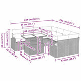 vidaXL Tuinbank Set met opslag 9 pcs Zwart poly rattan