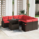 vidaXL Garden Lounge Set with Storage 9 pcs Brown Poly Rattan