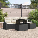 vidaXL Tuinbank Set met kussen 6 pcs Zwart poly rattan