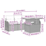 vidaXL Tuinbank Set met kussen 6 pcs Zwart poly rattan