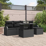 vidaXL Tuinbank Set met kussen 6 pcs Zwart poly rattan