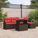 vidaXL Tuinbank Set met opslag 6 pcs Bruin poly rattan