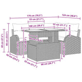 vidaXL Tuinbank Set met kussen 5 pcs Zwart Poly rattan