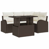 vidaXL Tuinbank Set met kussen 5 pcs Zwart Poly rattan