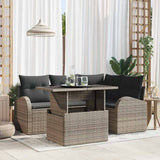 vidaXL Tuinbank Set met kussen 5 pcs Zwart Poly rattan