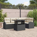 vidaXL Tuinbank Set met opslag 6 pcs Zwart en Crème poly rattan