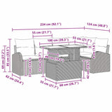 vidaXL Tuinbank Set met opslag 6 pcs Zwart en Crème poly rattan