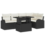 vidaXL Tuinbank Set met opslag 6 pcs Zwart en Crème poly rattan