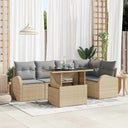 vidaXL Tuinbank Set met opslag 6 pcs Zwart en Crème poly rattan