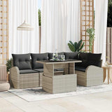 vidaXL Tuinbank Set met opslag 6 pcs Zwart en Crème poly rattan