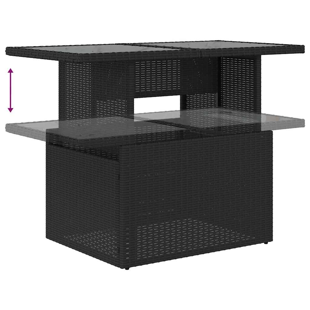 vidaXL Tuinbank Set met kussen 7 pcs Zwart en crème poly rattan