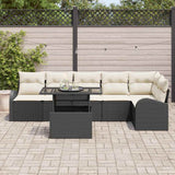 vidaXL Tuinbank Set met kussen 7 pcs Zwart en crème poly rattan