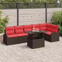vidaXL Tuinbank Set met opslag 7 pcs Bruin en Rood poly rattan