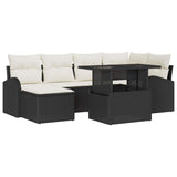 vidaXL Garden Sofa Set with Cushions 7 pcs Black and Cream