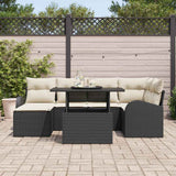 vidaXL Garden Sofa Set with Cushions 7 pcs Black and Cream