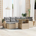 vidaXL Garden Sofa Set with Cushions 7 pcs Black and Cream
