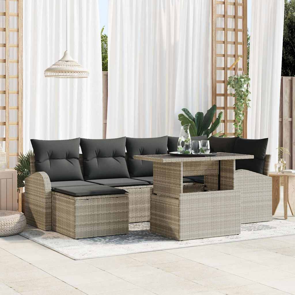 vidaXL Garden Sofa Set with Cushions 7 pcs Black and Cream