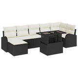 vidaXL Tuinbank Set met opslag 8 pcs Zwart en Crème poly rattan
