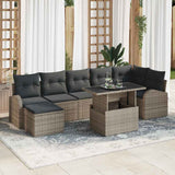 vidaXL Tuinbank Set met opslag 8 pcs Zwart en Crème poly rattan