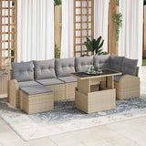 vidaXL Tuinbank Set met opslag 8 pcs Zwart en Crème poly rattan