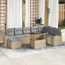 vidaXL Garden Sofa Set with Cushions 9 pcs Black and Cream
