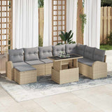 vidaXL Garden Sofa Set with Cushions 9 pcs Black and Cream