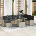 vidaXL Garden Sofa Set with Cushions 9 pcs Black and Cream