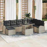 vidaXL Garden Sofa Set with Cushions 9 pcs Black and Cream