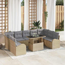 vidaXL Tuinbank Set met opslag 10 pcs Zwart en Crème poly rattan