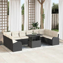 vidaXL Tuinbank Set met kussen 11 pcs Zwart en crème poly rattan