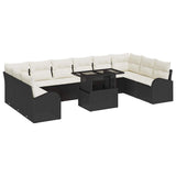 vidaXL Tuinbank Set met kussen 11 pcs Zwart en crème poly rattan