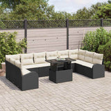 vidaXL Tuinbank Set met kussen 11 pcs Zwart en crème poly rattan