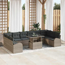 vidaXL Tuinbank Set met kussen 11 pcs Zwart en crème poly rattan
