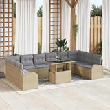 vidaXL Tuinbank Set met kussen 11 pcs Zwart en crème poly rattan