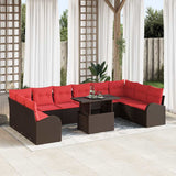 vidaXL Garden bench set with storage and cushions 11 pcs Brown poly rattan
