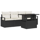 vidaXL Tuinbank Set met opslag 5 pcs Zwart en Crème poly rattan