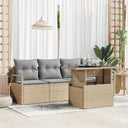 vidaXL Tuinbank Set met opslag 5 pcs Zwart en Crème poly rattan