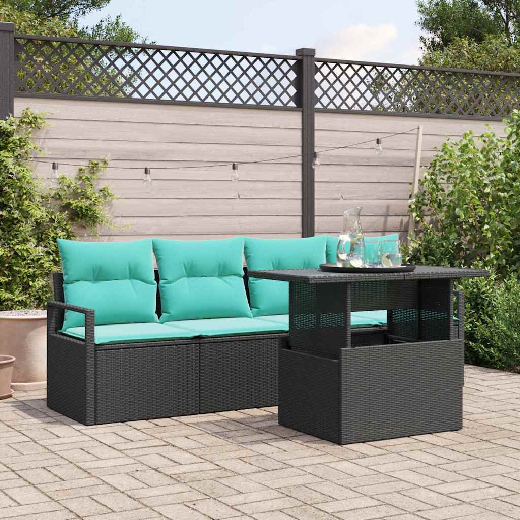 vidaXL Garden Lounge Set with Storage 5 pcs Brown and Red Poly Rattan