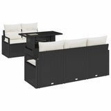 vidaXL Tuinbank Set met opslag met kussen 6 pcs Zwart poly rattan
