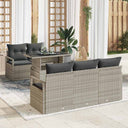 vidaXL Tuinbank Set met opslag met kussen 6 pcs Zwart poly rattan